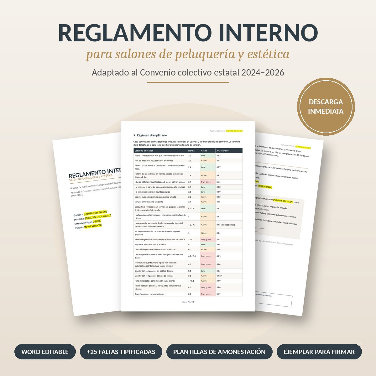 7 situaciones de tu peluquería que un reglamento interno resuelve antes de que acaben en un juzgado 2 reglamento interno peluquería plantilla Word